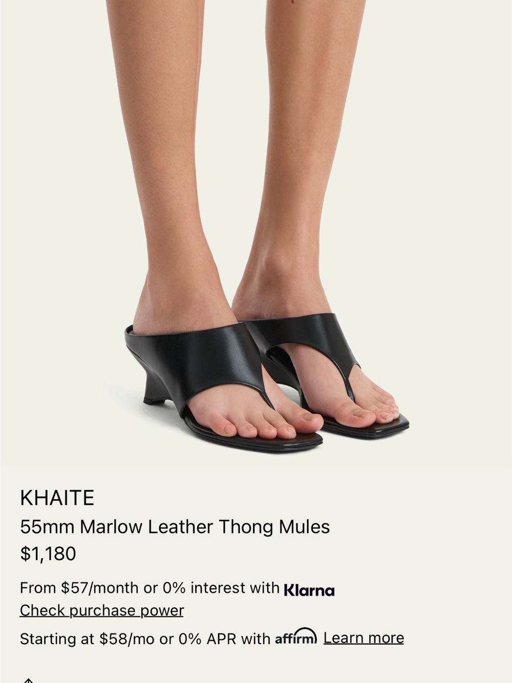 Khaite Black 55mm Marlow Leather Thong Mules 39